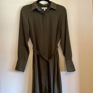 Prologue   Tie-Waist    Olive Shirtdress